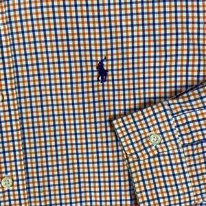 VTG Ralph Lauren Classic Fit Men's Large Orange Plaid Button Down Shirt Business